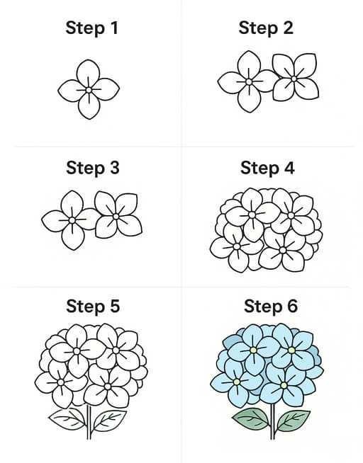 Hydrangea Flower Drawing Ideas