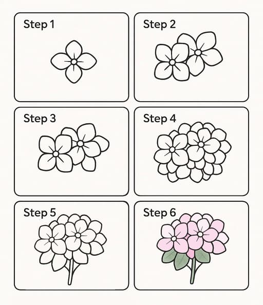 Hydrangea For Kids Drawing Ideas