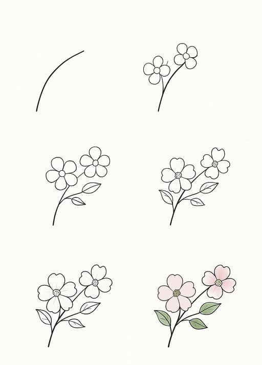 Lovely Dogwood Flower Drawing Ideas