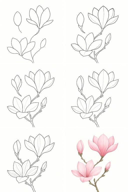 Lovely Magnolia Drawing Ideas