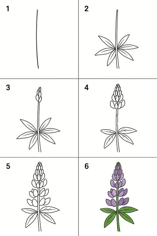 Lupine Flower Drawing Ideas