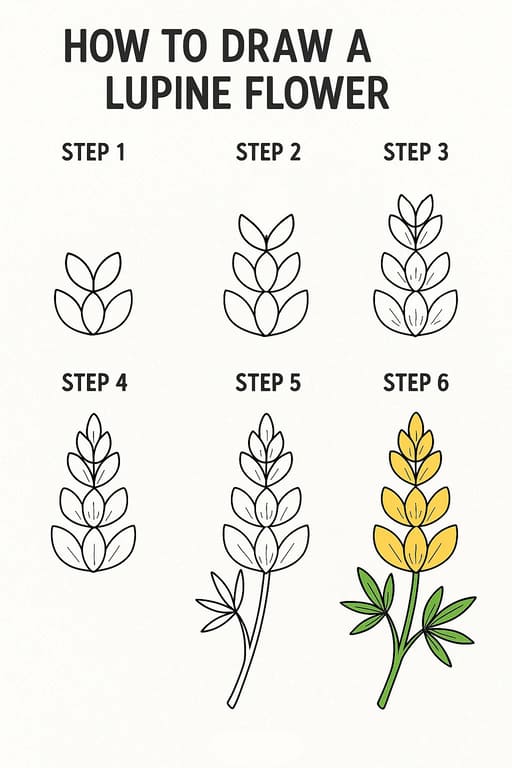 Lupine Golden Yellow Drawing Ideas