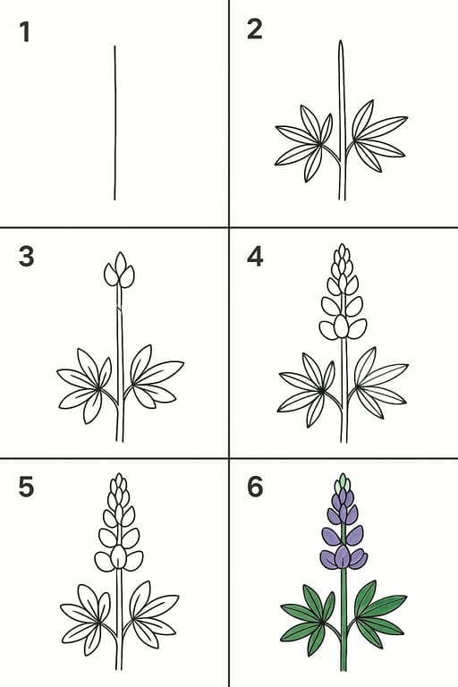 Lupine Simple Drawing Ideas