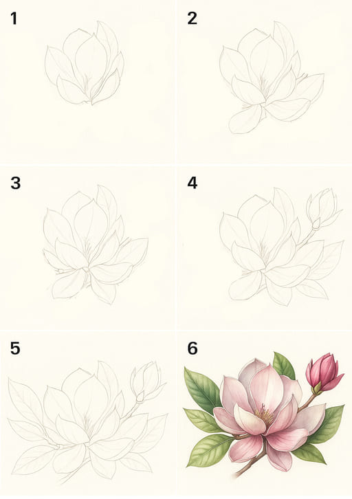 Magnolia Flower Drawing Ideas