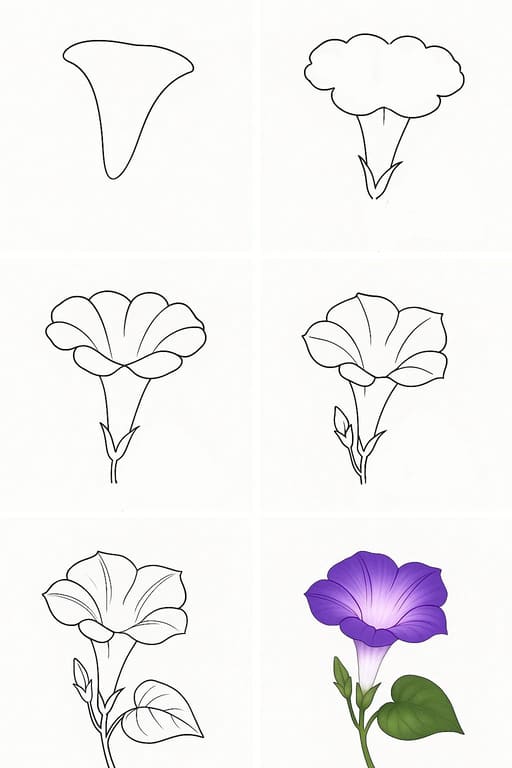 Morning Glory Flower Drawing Ideas