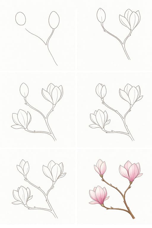 Nice Magnolia Drawing Ideas