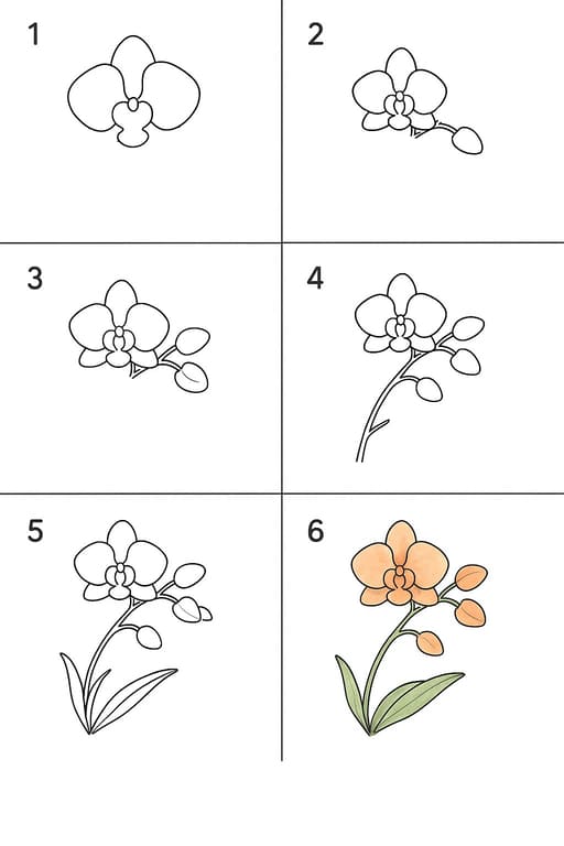 Orange Orchid Drawing Ideas