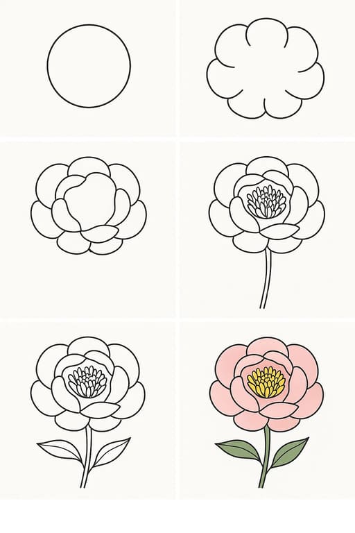 Peony Blooming Drawing Ideas