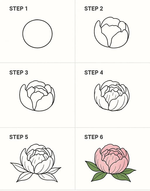 Peony Easy Drawing Ideas