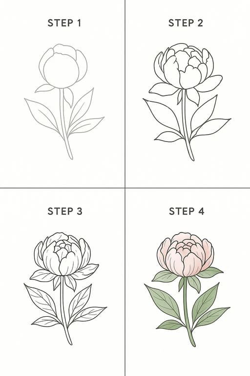 Peony Elegant Drawing Ideas