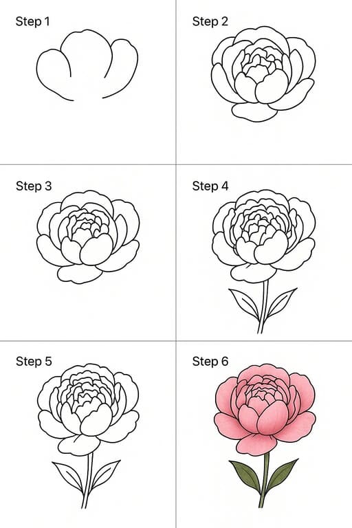 How to draw Peony Lovely