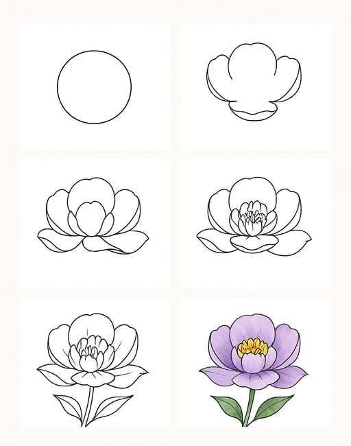 Peony Purple Drawing Ideas