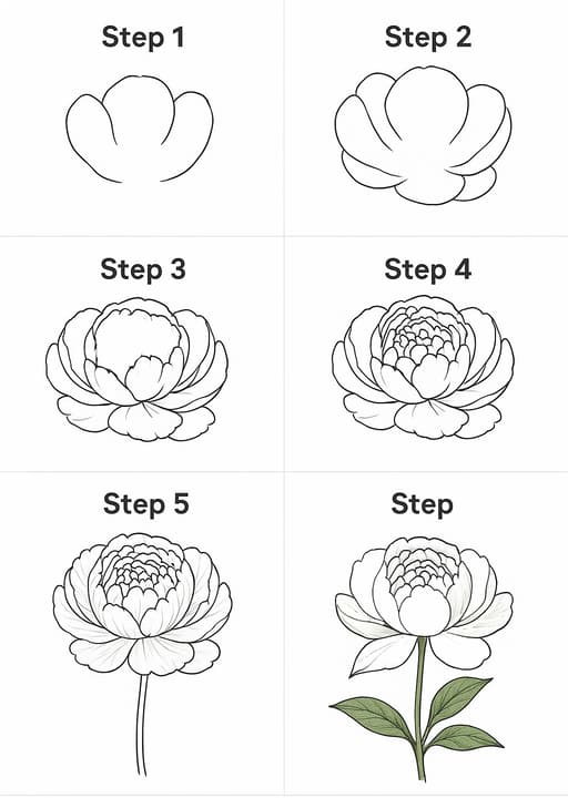 Peony White Drawing Ideas