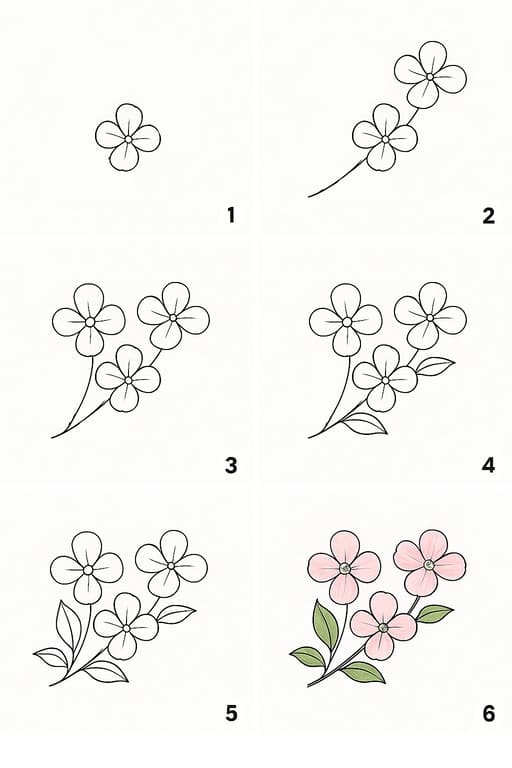 Pink Dogwood Flower Drawing Ideas