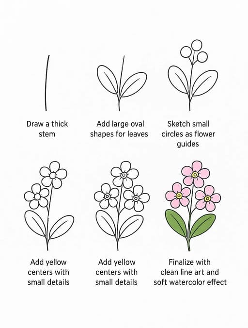 Pink Forget-Me-Not Drawing Ideas