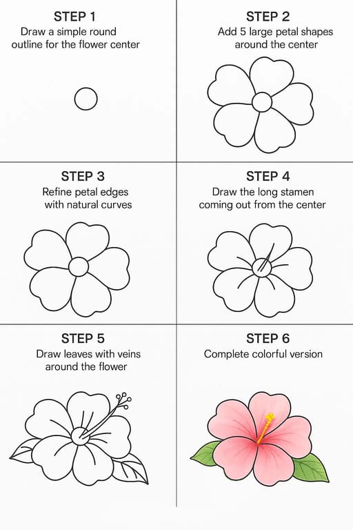 Hibiscus Drawing Ideas