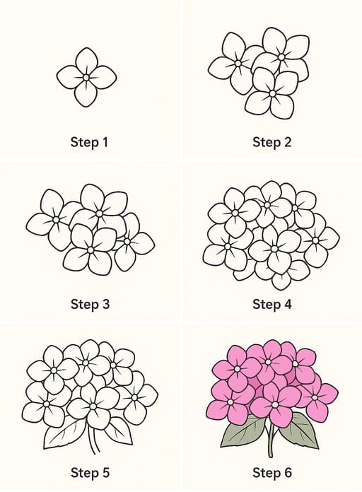 Pink Hydrangea Drawing Ideas