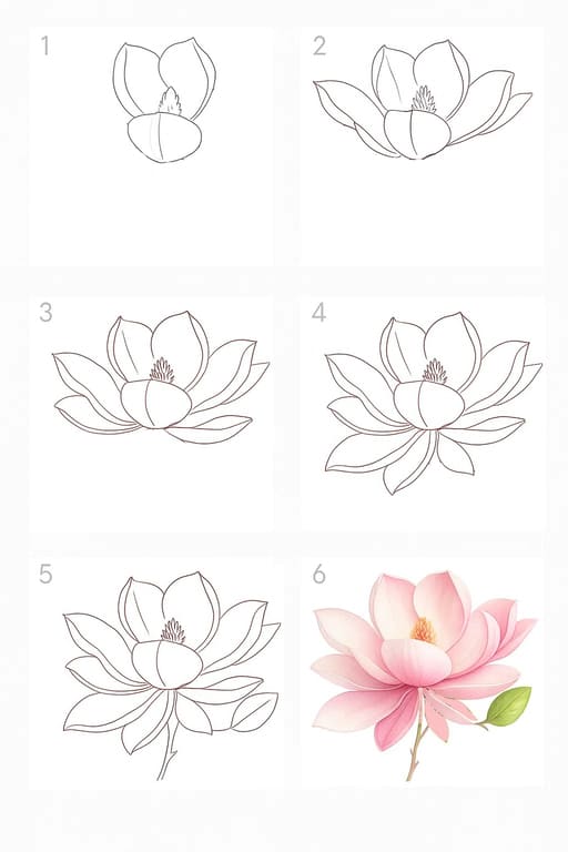 Pink Magnolia Drawing Ideas