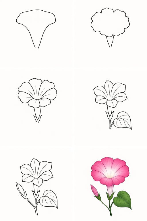 Pink Morning Glory Drawing Ideas