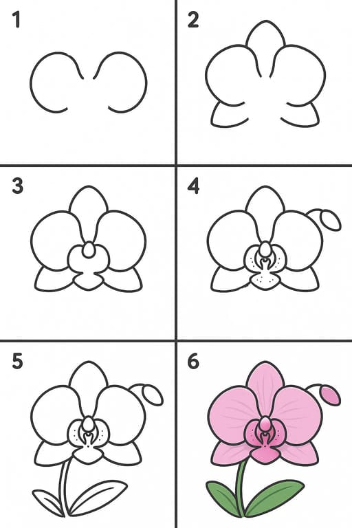 Pink Orchid Drawing Ideas