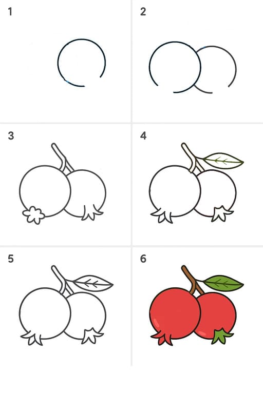 Pomegranates on the Branch Drawing Ideas