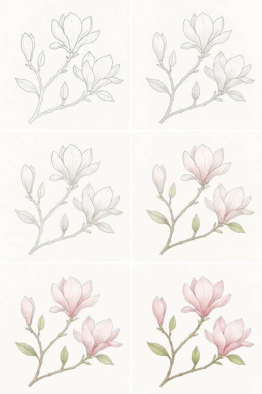 Pretty Magnolia Drawing Ideas