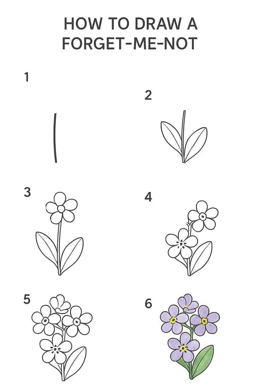 Purple Forget-Me-Not Drawing Ideas