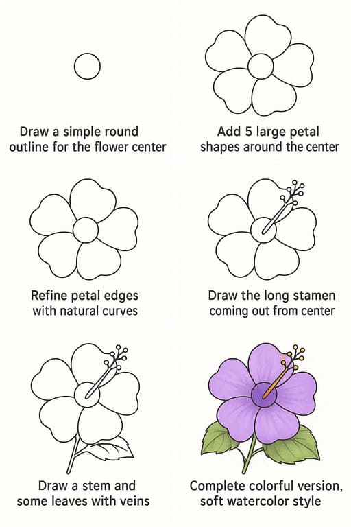 Purple Hibiscus Drawing Ideas