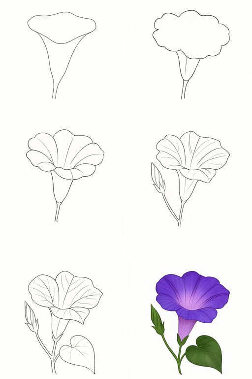 Purple Morning Glory Drawing Ideas