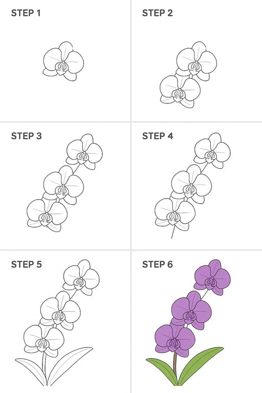 Purple Orchid Drawing Ideas