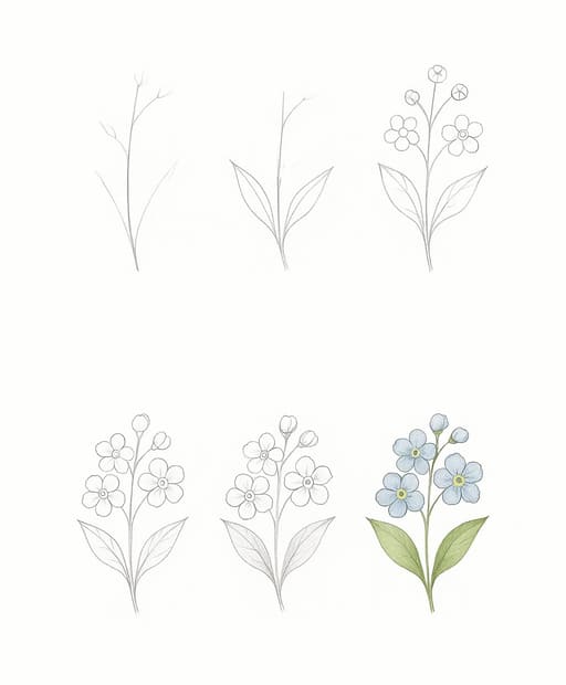 Realistic Forget-Me-Not Drawing Ideas