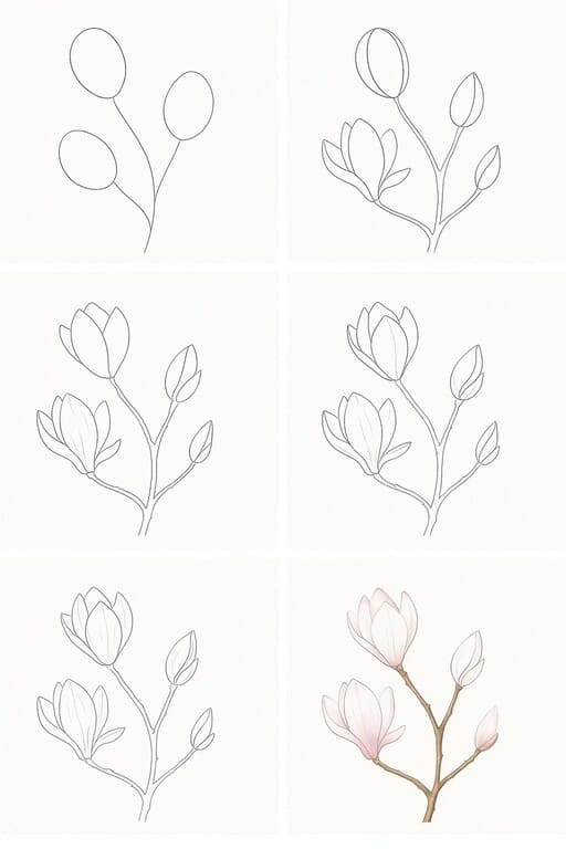 Realistic Magnolia Drawing Ideas