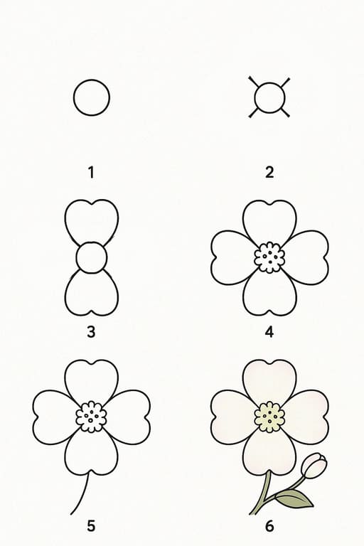 Simple Dogwood Flower Drawing Ideas