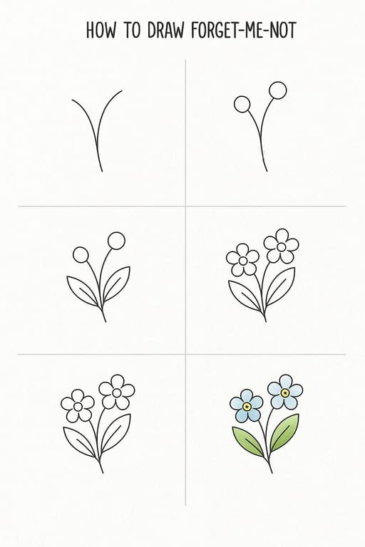 Simple Forget-Me-Not Drawing Ideas