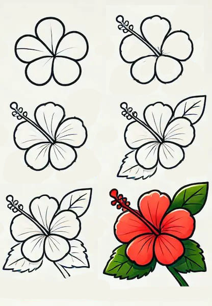 Simple Hibiscus Drawing Ideas