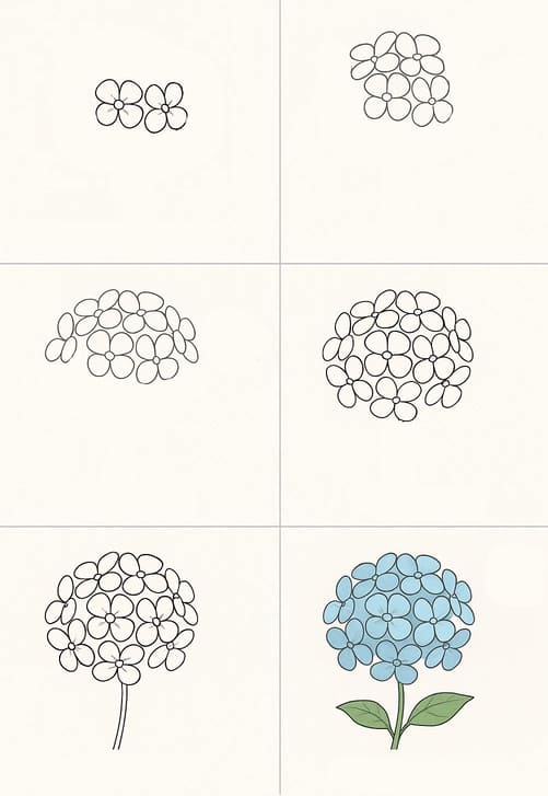 Simple Hydrangea Drawing Ideas