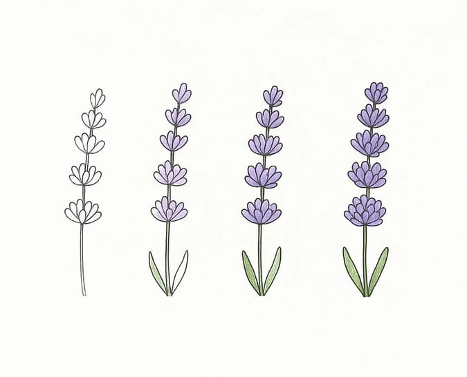 Simple Lavender Drawing Ideas
