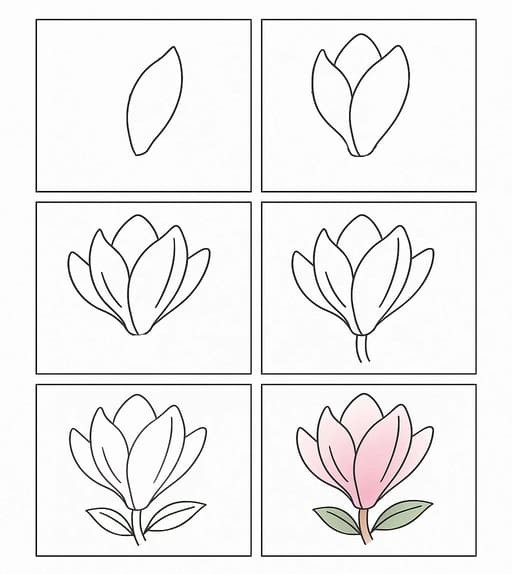 Simple Magnolia Drawing Ideas