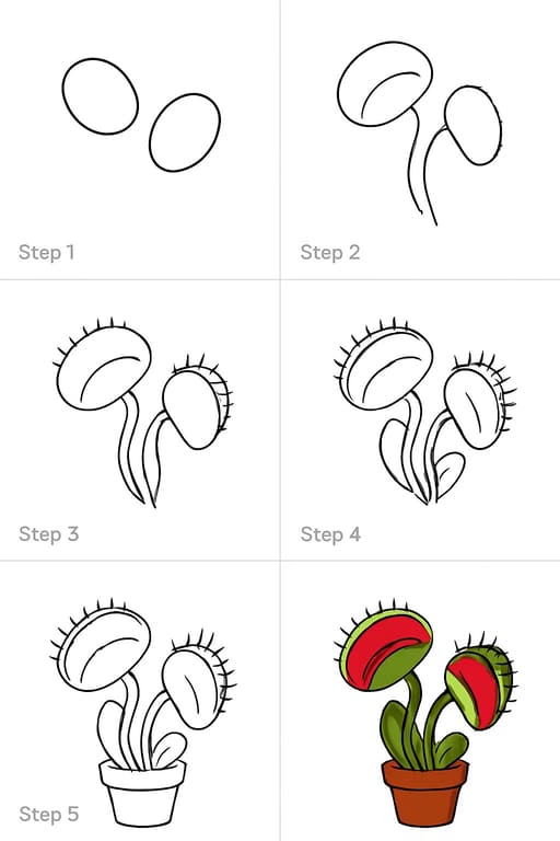 Simple Venus Flytrap Pot Drawing Ideas