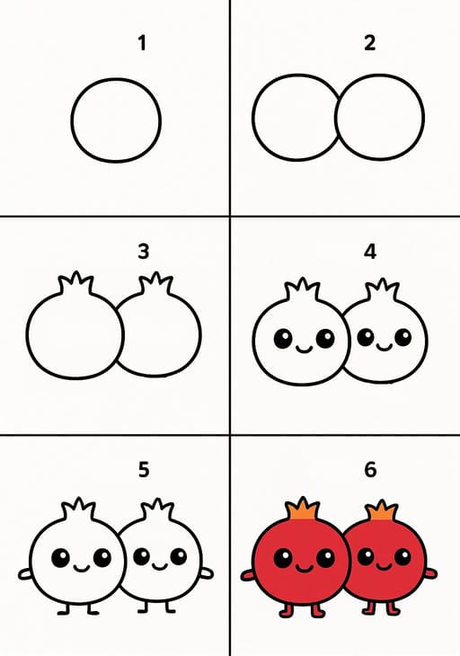 Two Adorable Pomegranate Drawing Ideas