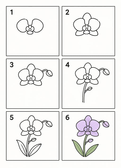 Violet Orchid Drawing Ideas