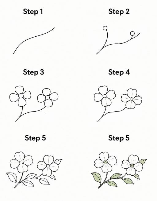 White Dogwood Flower Drawing Ideas