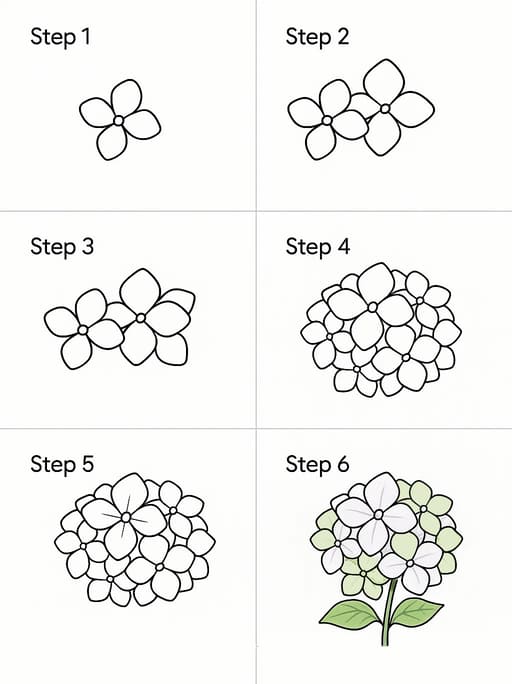 White Hydrangea Drawing Ideas