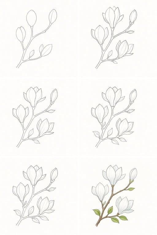 White Magnolia Drawing Ideas