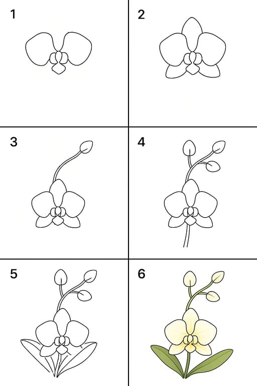 White Orchid Drawing Ideas
