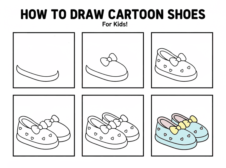 Baby Girl Cartoon Shoe Drawing Ideas