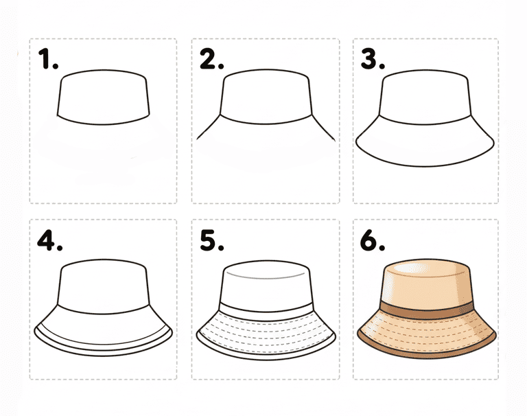 Beige Bucket Hat Drawing Ideas
