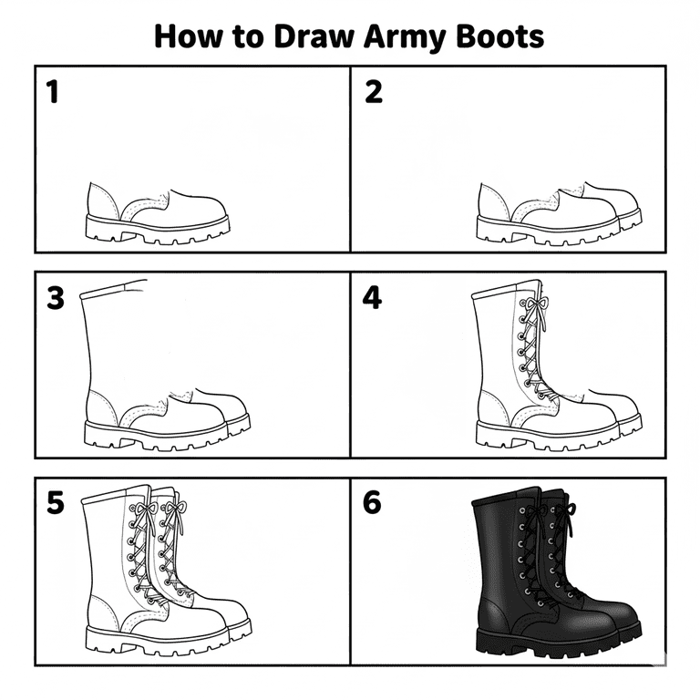 Black Army Boots Drawing Ideas