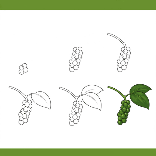 Black Pepper Plant Drawing Ideas