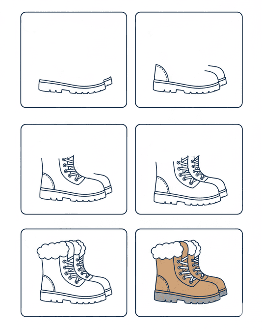 Brown Winter Combat Boots Drawing Ideas